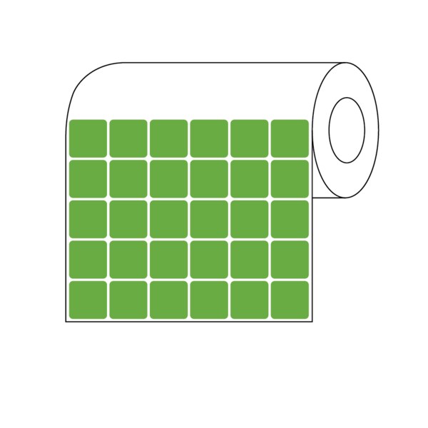 Thermal Transfer Slide Label, 7/8" x 7/8", 6 Across Green